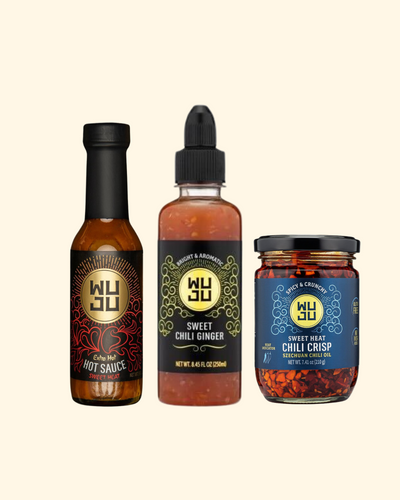 Extra Hot Sauce + Sweet Chili Ginger Sauce + Sweet Heat Chili Crisp  (3-Pack)